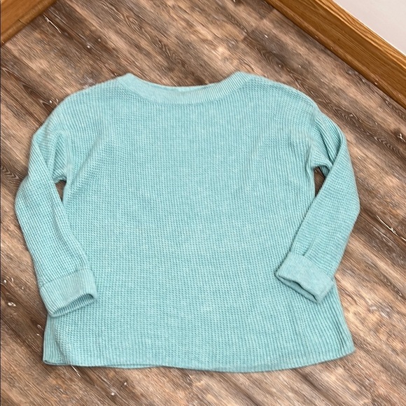 Talbots Plus Womens Light Teal Blue Sweater Size 1X Waffle Knit Beach Cottage - Picture 7 of 13